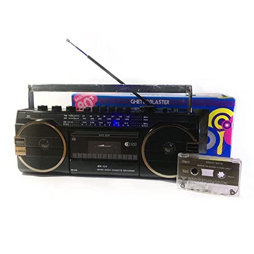 DISCORAMA - LETTORE STEREO CASSETTE MUSICASSETTE RADIO REGISTRATORE USB + SD VINTAGE LETTORE PORTATILE ANNI 80 AUDIOCASSETTA (Nero)