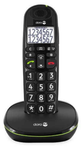 Doro PhoneEasy 110 Telefono Cordless DECT per Anziani con Tasti Grandi Parlanti, Funzione Chiamata Interna e Audio Amplificato [Versione Italiana] (X 1   Nero)