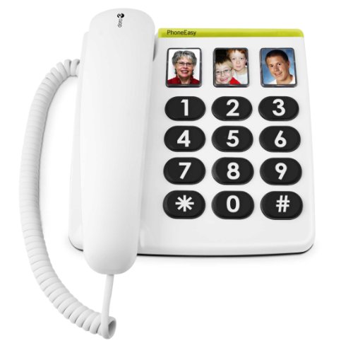 Doro PhoneEasy 331ph Telefono Fisso per Anziani con Tasti Grandi e Compatibile con Apparecchi Acustici (Bianco) [Versione Italiana]