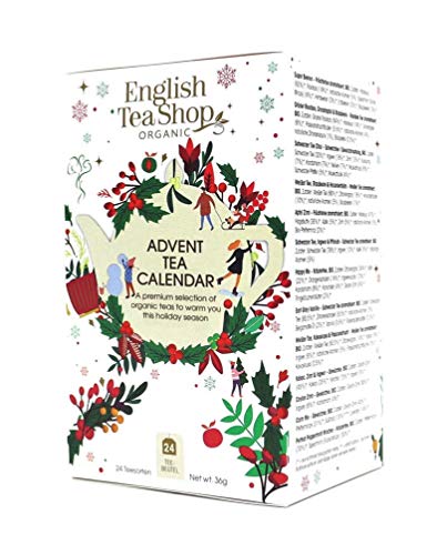 English Tea Shop Calendario dell Avvento con Tè & Tisane | Tisane del Natale Assortite ai Sapori Festivi | Avvento Astuccio con Bustine di Tè - (25 Bustine - 37.5 grammi)