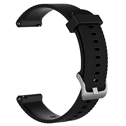 Fasce di ricambio per Garmin Vivoactive 3   Vivomove   Vivomove HR Fitness Watch cinturino in silicone morbido regolabile da 20 mm Cinturino accessorio con sgancio rapido (Nero, L)