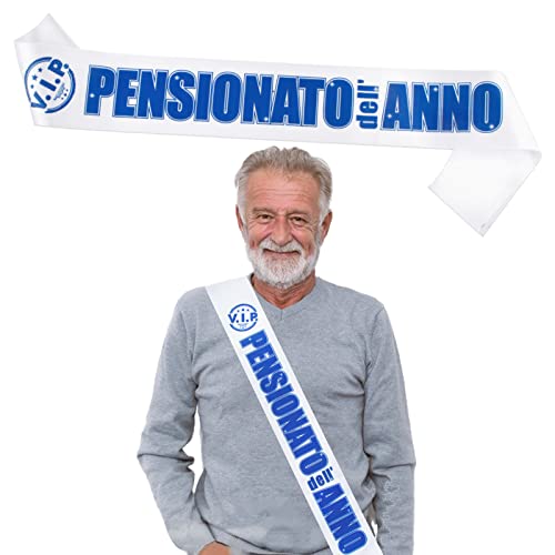 Fascia Pensionato dell Anno Uomo Spilla Pensione Gadget Blu Decoraz...