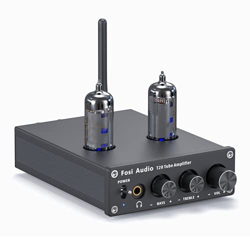 Fosi Audio T20 Bluetooth Valvole Amplificatore Mini Finale di Potenza a 2 Canali in Classe D Amp per Cuffie Compatto con Tubi a Vuoto 6J4 per Altoparlanti Passivi Domestici