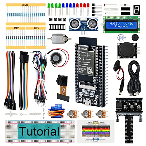 Freenove Super Starter Kit for ESP32-WROVER (Included) (Compatible with Arduino IDE), Onboard Camera Wireless, Python C, 516-Page Detailed Tutorial, 173 Items, 81 Projects
