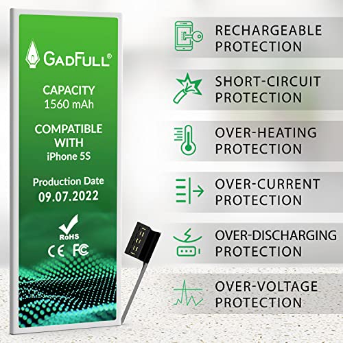 GadFull Batteria compatibile con iPhone 5S | 2022 Data di produzion...
