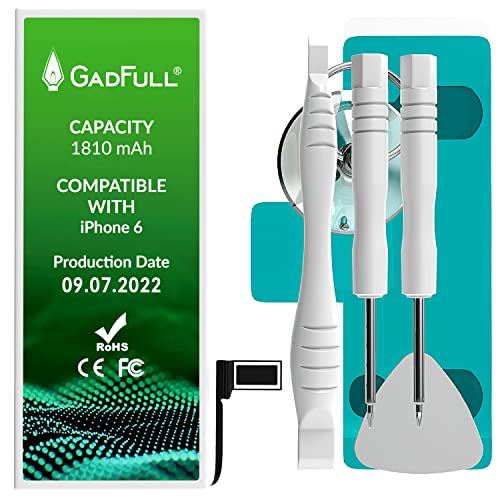 GadFull Batteria Compatibile con iPhone 6 | data di produzione 2022 | Manuale Profi Kit Set di Attrezzi | Batteria di ricambio senza cicli di ricarica | Funziona con tutti gli APN originali