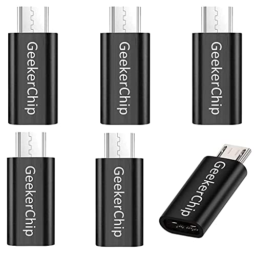 GeekerChip Adattatore Micro USB a USB C[6 Pezzi],Micro USB (Maschio) a Tipo C (Femmina),Adattatore USB-C Supporto Galaxy S7   S7 Edge, LG G4, Nexus 5 6 e Altri Dispositivi Micro USB-Nero