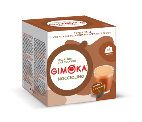 Gimoka - 48 Capsule Compatibili con Macchinetta Caffè Nescafé* Dolce Gusto* - Nocciolino – Gusto Nocciola – 3 Confezioni da 16 Capsule - Made in Italy
