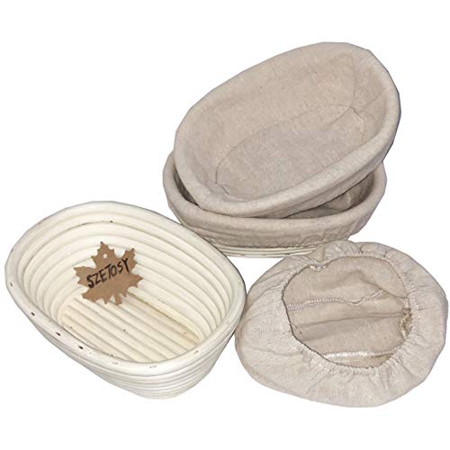 Goodchancecuk - Cestino per la lievitazione del pane, 3 pezzi, in rattan naturale, 25,4 cm, per impasto di pane, pizza e pasticceria