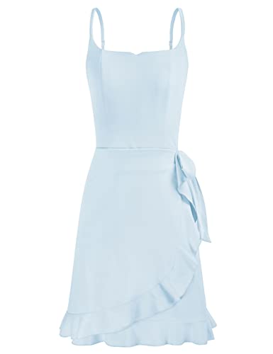 GRACE KARIN Vestito Vintage Senza Maniche Donna con Scollo Quadrato Vita Alta Tinta Unita Azzurro XL
