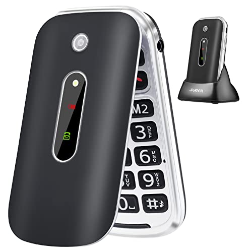 GSM Telefono Cellulare per Anziani | Cellulare a Conchiglia Tasti Grandi | GSM tasto SOS e base di ricarica 2.4   Display TOKVIA T201