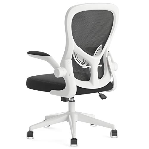 Hbada sedia da ufficio sedia da scrivania ergonomica sedia girevole con braccioli pieghevoli supporto lombare regolabile maglia sedia per computer sedia da lavoro sedia da lavoro bianco
