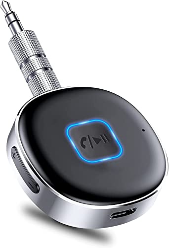 Hoppac Ricevitore Bluetooth Auto, Adattatore Aux Bluetooth 5.0, Cancellazione Del Rumore Adattatore Audio Bluetooth Jack 3,5 mm,Chiamate In Vivavoce,Cuffie Cablate,Auto Altoparlanti, Nero