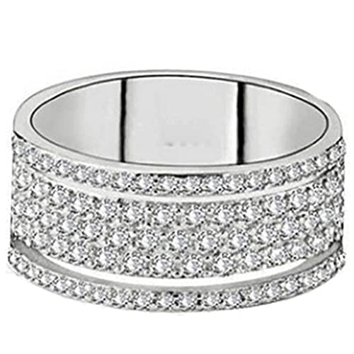 Hosuho Anello di diamante brillante per donne, anello di zirconia, eternità, fidanzamento
