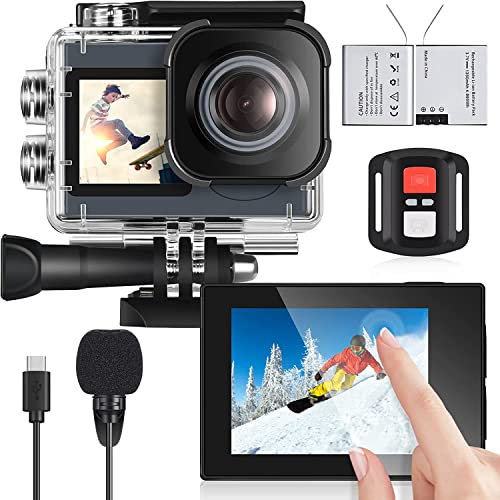 icefox Action Cam, 20MP Action Cam 4K con Touch Screen, Stabilizzatore EIS, impermeabile fino a 40m sotto l acqua, con Microfono, grigio
