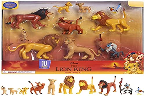 Il Re Leone - Cofanetto con 10 personaggi: Simba, Nala, Pumbaa, Timon, Rafiki, Zazu, Mufasa, Scar, Hyena, Vulture, giocattolo per bambini dai 3 anni, LN08