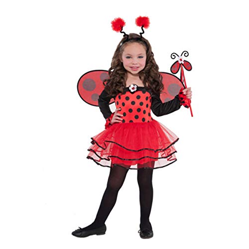 Joker 997655 56-S - Coccinella Ballerina Costume di Carnevale in Busta, Bambina, Rossa e Nera