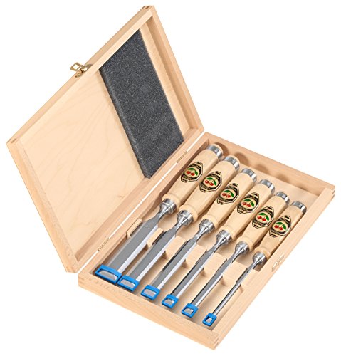 Kirschen Werkzeuge 1101HK Set scalpelli da legno, 6 pezzi, 6-26 mm, laccati
