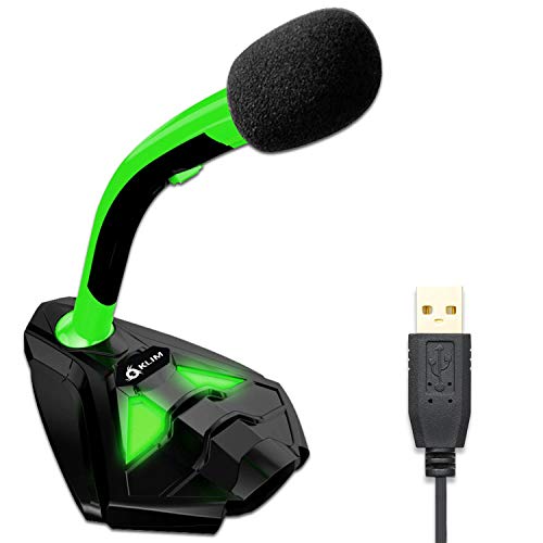 KLIM Voice Microfono Desktop USB con Stand per Computer Laptop PC – Microfono Gaming Videogiochi PS4 - Verde [ Nuova Versione 2022 ]
