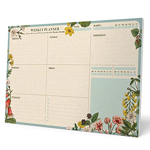 Kokonote: Planning da Tavolo A4 Botanical in inglese | Planner settimanale con 54 fogli a strappo, perfetto come agenda organizer o to do list planner, 21x29,7cm | Planner settimanale da scrivania