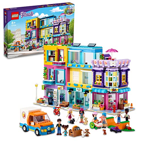 LEGO 41704 Friends Edificio della Strada Principale, Café Heartlake City e Salone, Casa delle Bambole, Giochi per Bambina e Bambino, Idea Regalo di Natale