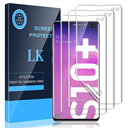 LK Compatibile con Samsung Galaxy S10 Plus Pellicola Protettiva, 3 Pezzi,Sensibile al Tatto, Senza Bolle, HD Trasparente TPU Pellicola, LK-X-21