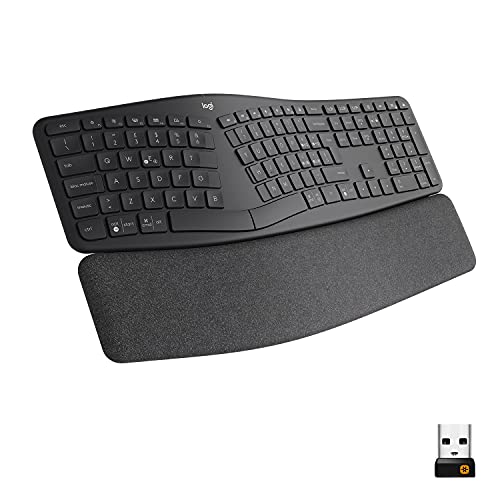 Logitech ERGO K860 Wireless Split Keyboard - Tastiera Ergonomica Wireless, Poggiapolsi, Connettività Bluetooth e USB, Compatibile con Windows e Mac, Layout Italiano ‎QWERTY - Grigio