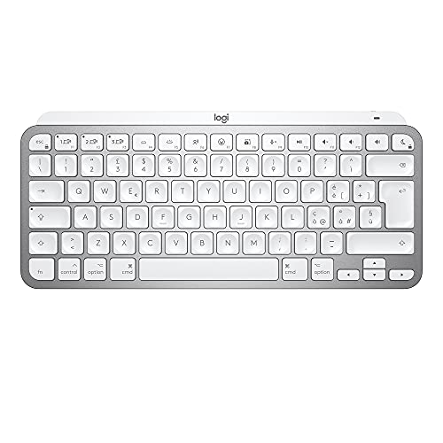 Logitech MX Keys Mini for Mac - Tastiera wireless minimalista, compatta, Bluetooth, tasti retroilluminati, USB-C, compatibile con MacBook Pro, MacBook Air, iMac, iPad, Italiano QWERTY - Grigio claro