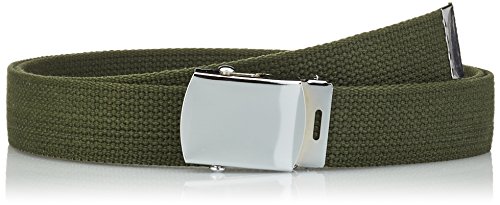 Mactrade - Cintura Militare Tinta Unita Verde Oliva Con Fibbia Metallo