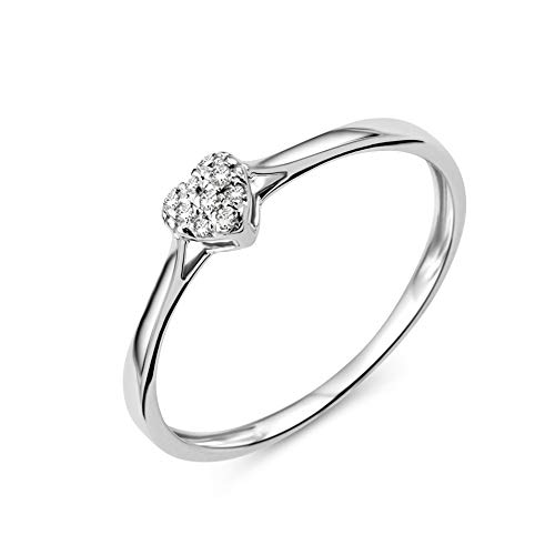 Miore - Anello di fidanzamento da donna in oro bianco 9 carati  375 oro diamanti da 0,04 ct e Oro bianco, 52 (16.6), cod. MSJ9023R2