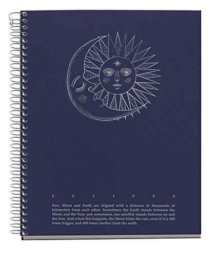 Miquelrius - Quaderno A5, copertina rigida, 4 strisce di colori, 120 fogli a righe orizzontali, carta 70 g, microperforata con 2 fori per 2 anelli, colore blu, design Eclipse