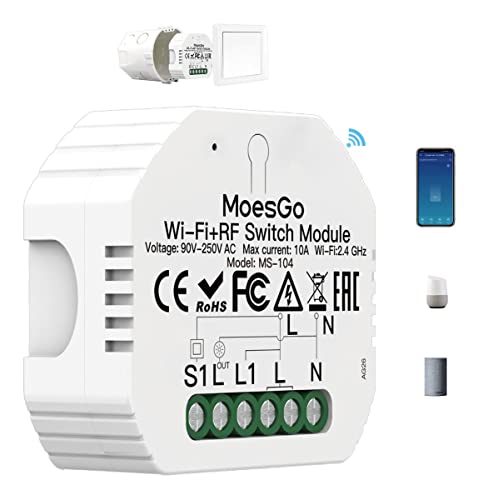 MoesGo Interruttore Alexa Smart life WiFi, Funzione Timer interruptor Intelligente RF433 Switch Telecomando per domotica Modulo Comando, Controllo Vocale compatibile con Google Home