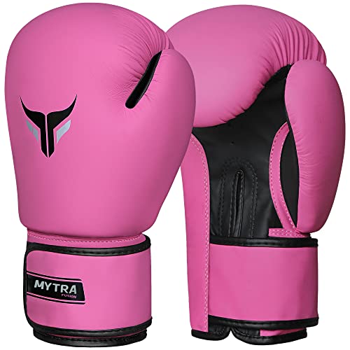 Mytra Fusion Guantoni da Boxe Donna guantoni da boxe MMA allenamento pugni kickboxing guanti (14-oz, Pink)