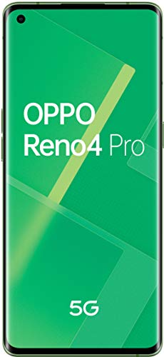 OPPO Reno 4 Pro Smartphone 5G, Processore Qualcomm Snapdragon 765G, Display 6.5   AMOLED e Refresh Rate 90Hz, 4 Fotocamere con 48MP eLDAF, RAM 12GB e 256GB Espandibili, Dual Sim, 2020, Glitter Green