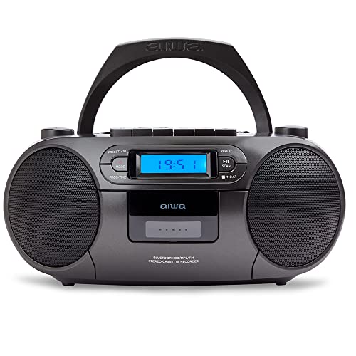 RADIO BLUETOOTH CON LECTOR DE CD MP3 CASETES Y USB AIWA BOOMBOX BBTU-550 BLACK BT 5.0 6W RMS FM