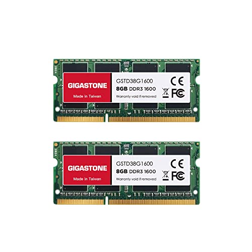[RAM DDR3] Gigastone Computer portatile RAM 16GB (2x8GB) DDR3 16GB DDR3-1600MHz PC3-12800 Unbuffered Non-ECC 1.35V CL11 SODIMM RAM di Memoria 204 Pin Ideale per Laptop (SOLO Laptop)