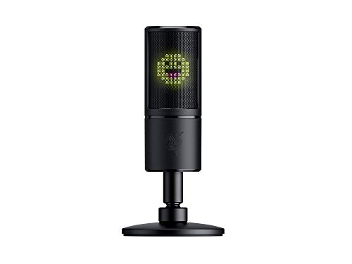 Razer Seiren Emote - PC Gaming USB Microfono per Streaming con Display di emoticon a LED 8 bit, Emoticons Reattive Allo Streaming, Microfono a Condensatore Cardioide, Nero