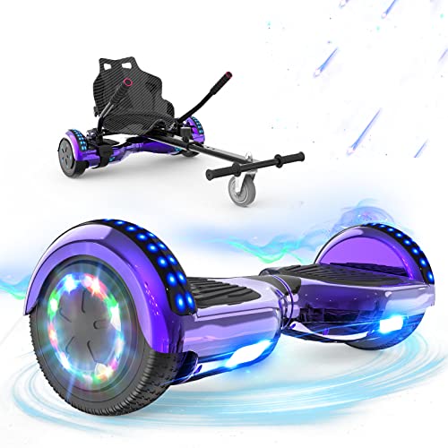 RCB Hoverboards 6.5   con Hoverkart Go-Kart Costruito in luci a LED Bluetooth Speaker Colorato Ruote, Ideale Regali per Adolescenti e Bambini