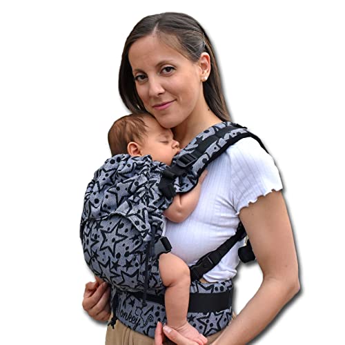 Regolo Baby Monkey Marsupio neonato ergonomico, porta bebe, stelle nero, zaino porta bambino e neonato (0-24 mesi)