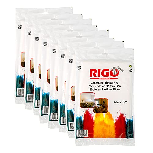 RIGO Copertura Plastica, 4 x 5 m (6 unità), per coprire mobili e pavimenti (20 m3) – Previene polvere, sporco, pittura, umidità, ecc.