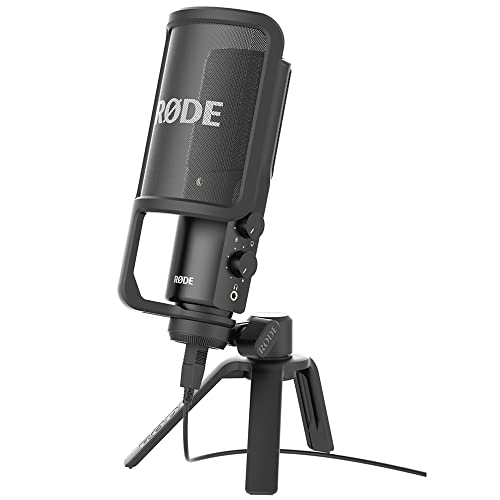 RODE NT-USB Microfono USB a Condensatore Versatile di Qualità da Studio con Filtro Anti-Pop e Treppiede per Streaming, Gioco, Podcasting, Produzione Musicale, Registrazione Vocale e Strumentale