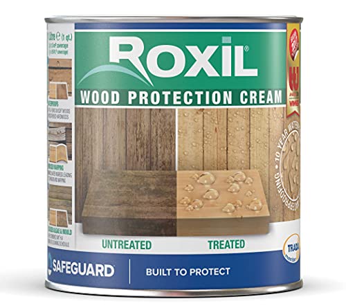 Roxil Protettivo idrorepellente per legno (1 litri) - Sigillante istantaneo per legno, trattamento trasparente impermeabilizzante, preserva il legno da esterno