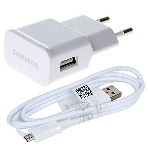 SAMSUNG Caricatore e Cavo Micro USB Originale, Colore Bianco