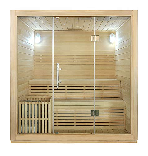 Sauna finlandese completa di Stufa da 3 kw e cabina legno spessore 6 cm Marika Dimensione saune 180×135 Altezza 190 cm