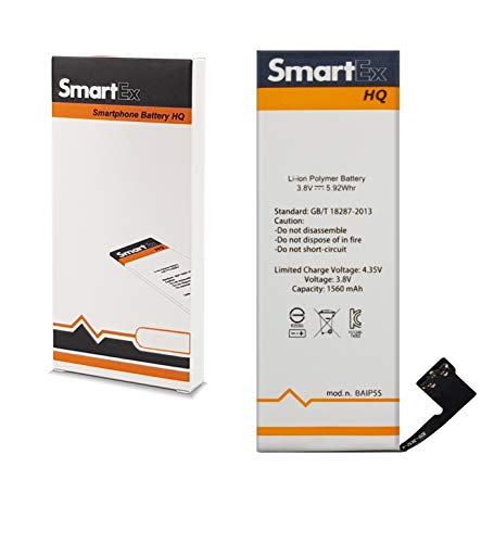 Smartex Batteria compatibile con iPhone 5S 5C | Capacità 1560 mAh | Batteria di Ricambio senza Cicli di Ricarica | 24 Mesi di Garanzia