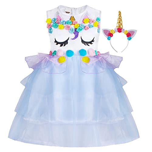 Spooktacular Creations Princess Unicorn Costume Dress Halloween for Kids Halloween Costume Cosplay, Themed Parties, Photo Booth, Role Play and More! (Medium ( 8- 10 yrs))