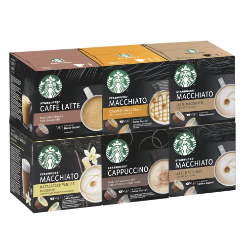 Starbucks Confezione Assortita Di Bevande Con Latte Di Nescafe Dolce Gusto, 6 Confezioni Da 12 Capsule (72 Capsule) - 760 g
