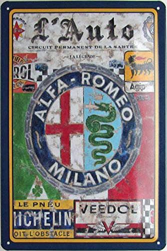 Targa in metallo generica 20 x 30 cm Alfa Romeo, vintage