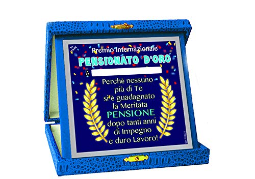 TARGA Premio PENSIONATO D ORO Gadget idea regalo festa neo Pensionato