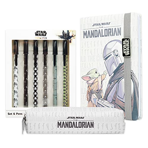 The Mandalorian Set Cancelleria con Agenda A5, Set Penne e Astuccio Portapenne, Star Wars Gadget ufficiali
